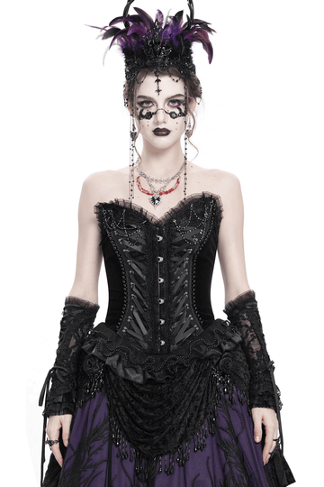 Sexy Lace-Up Corset with Satin Straps and Ruffled Edging